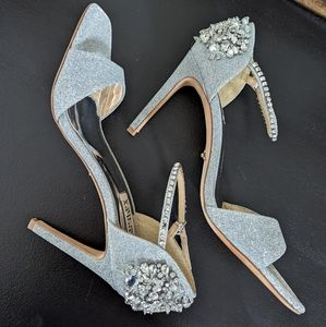 Badgley Mischka Silver Temple Stiletto size 7